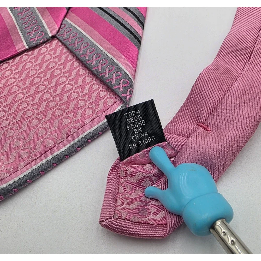 Real Men Wear Pink Diane Katzman Silk Tie Breast Cancer Awareness Striped Pink